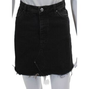 IRO Jeans Women Black Cotton Mini Skirt Short Button Closure Size 40